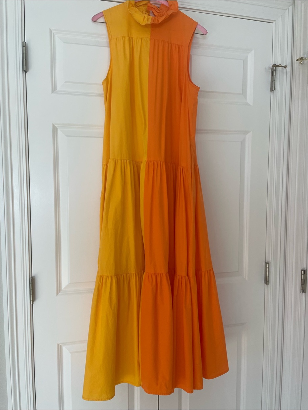 Sleeveless Yellow-Orange Tiered Maxi Dress